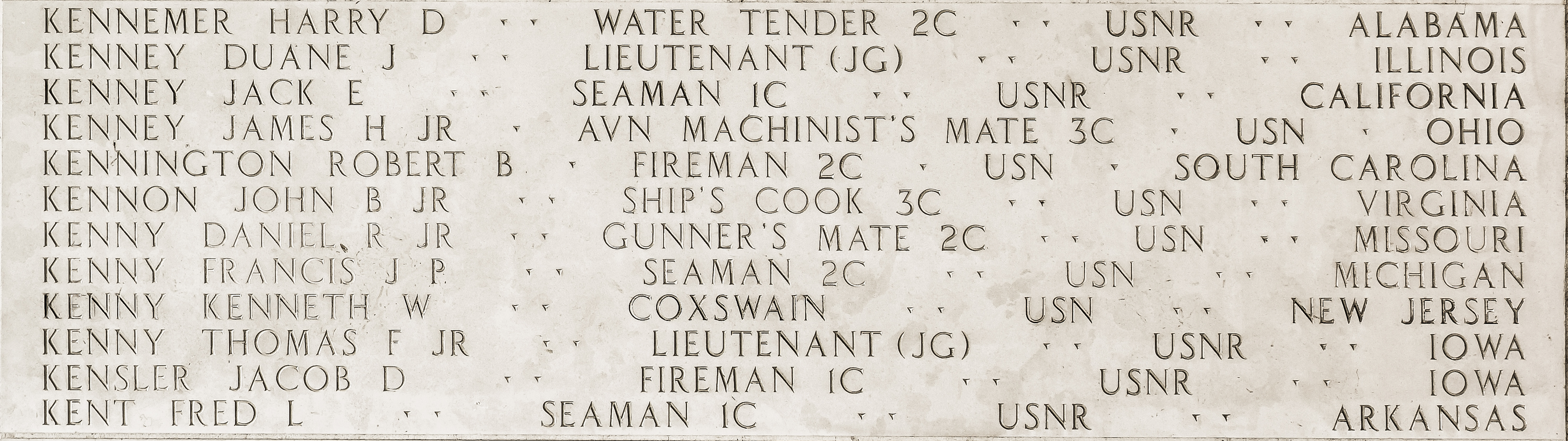 Robert B. Kennington, Fireman Second Class